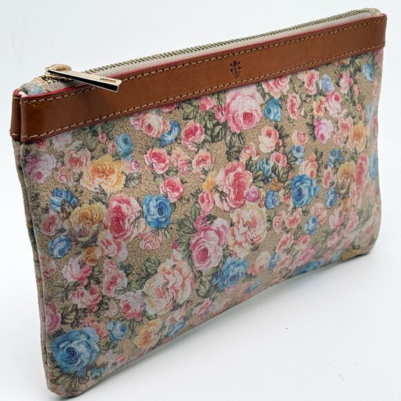 Garuglieri  Floral Leather with Tan Trim Clutch Pouch Made In Italy - Picture 7 of 13